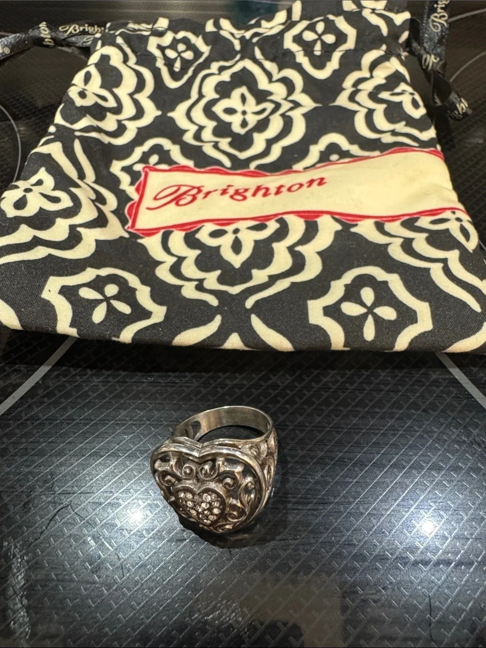 Brighton Reno Heart Filigree Ring with Crystal Accent